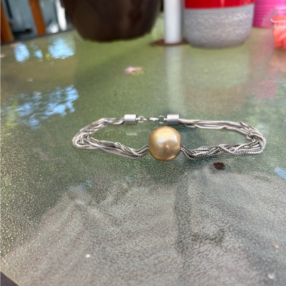 Elegant Silver and Gold Beaded choker necklace